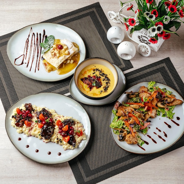 Selection of plated dishes